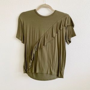 Olive Green Shirt with Ruffle Sash